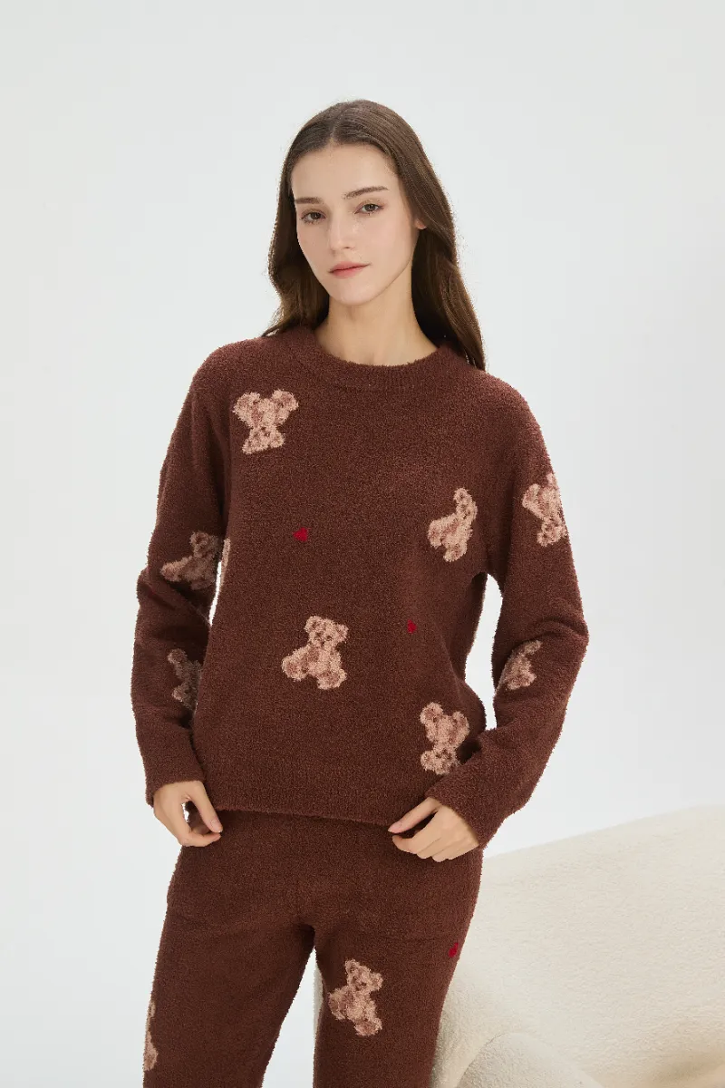 Brown Soft Fleece Pajamas for Women